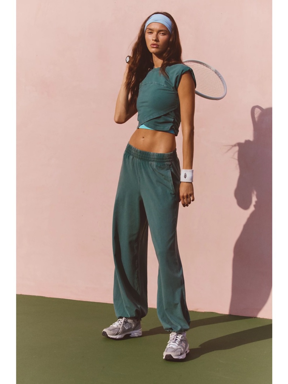 Free People Movement Hot Shot Crossover Set Green Lounge Athleisure Matching Set